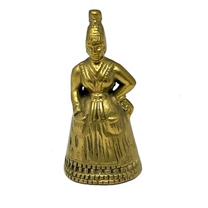Brass Woman in Dress Figure Bell Vintage / Antique Brass Lady Bell / Vintage School Bell / Antique Teacher Bell