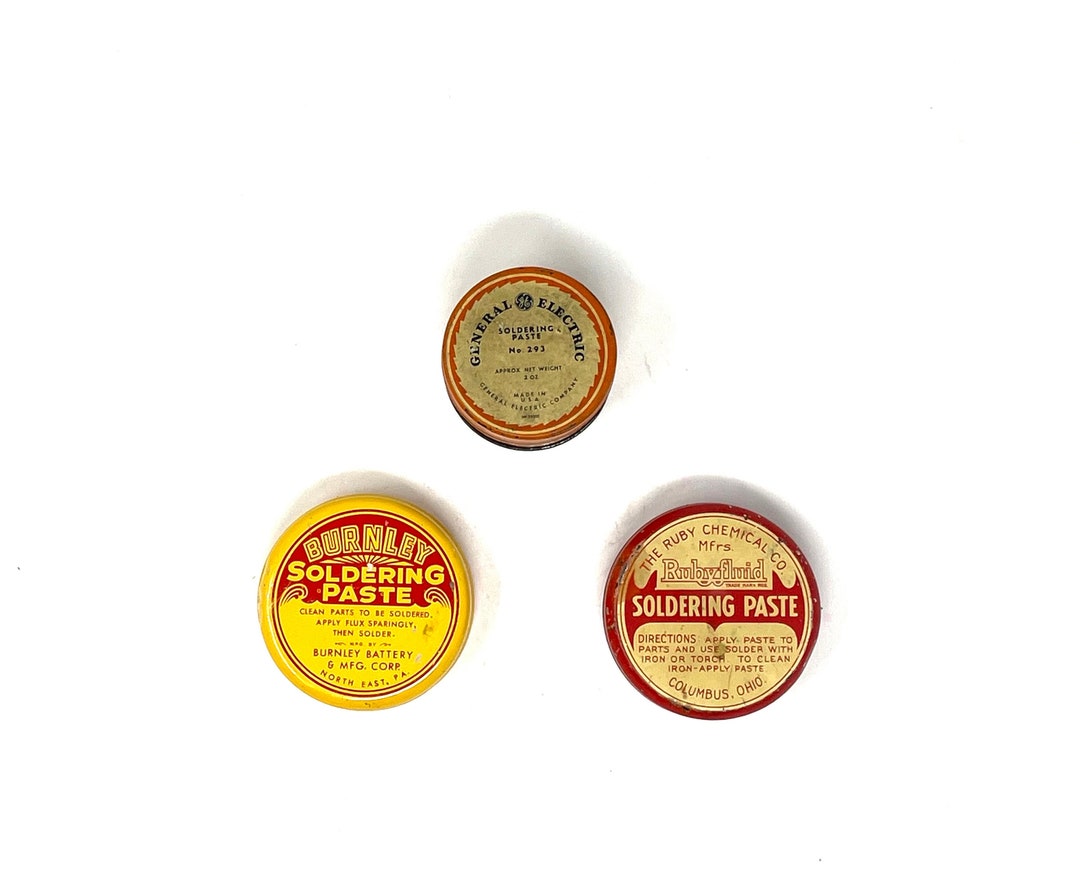 3 Vintage Cans of Soldering Paste / Antique Can Soldering Etsy