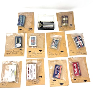 11 Razor Blade Packages Vintage / Antique Razor Blade Berkeley Mystery Edge Personna Curvfit Star Simplex Pal Hollow Ground Schick
