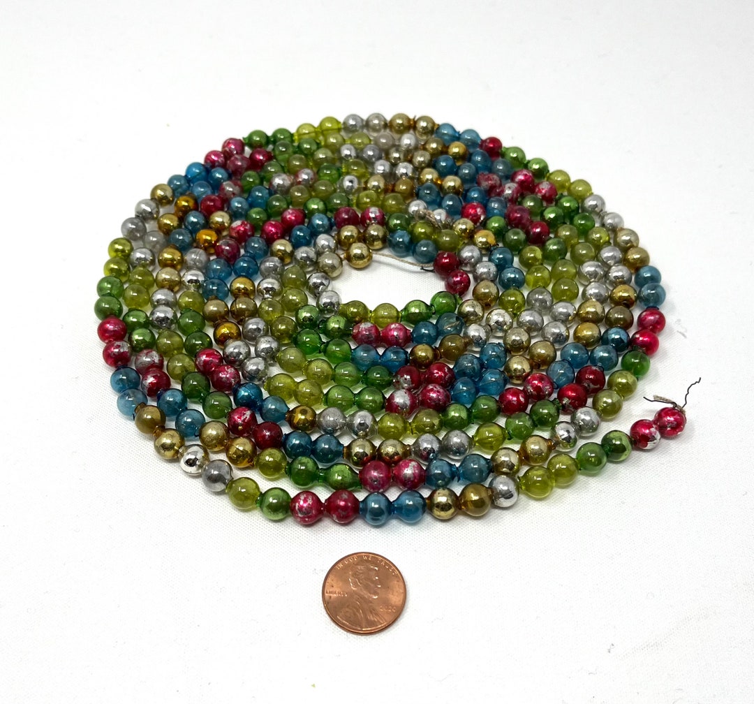 Antique Mercury Glass Bead Garland Multi Colored / Vintage Etsy