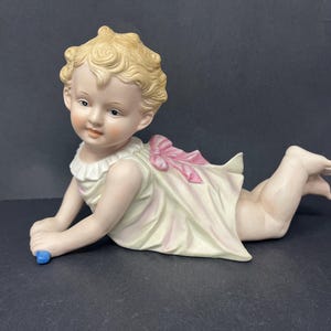 Porcelain Piano Baby Figuine Vintage / Antique Bisque Piano Baby