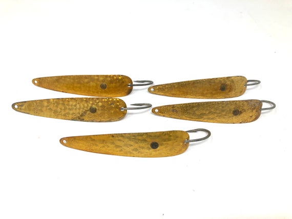 Vintage Miller Flutter Lite Spoon Lures / 5 Antique Fishing Lures