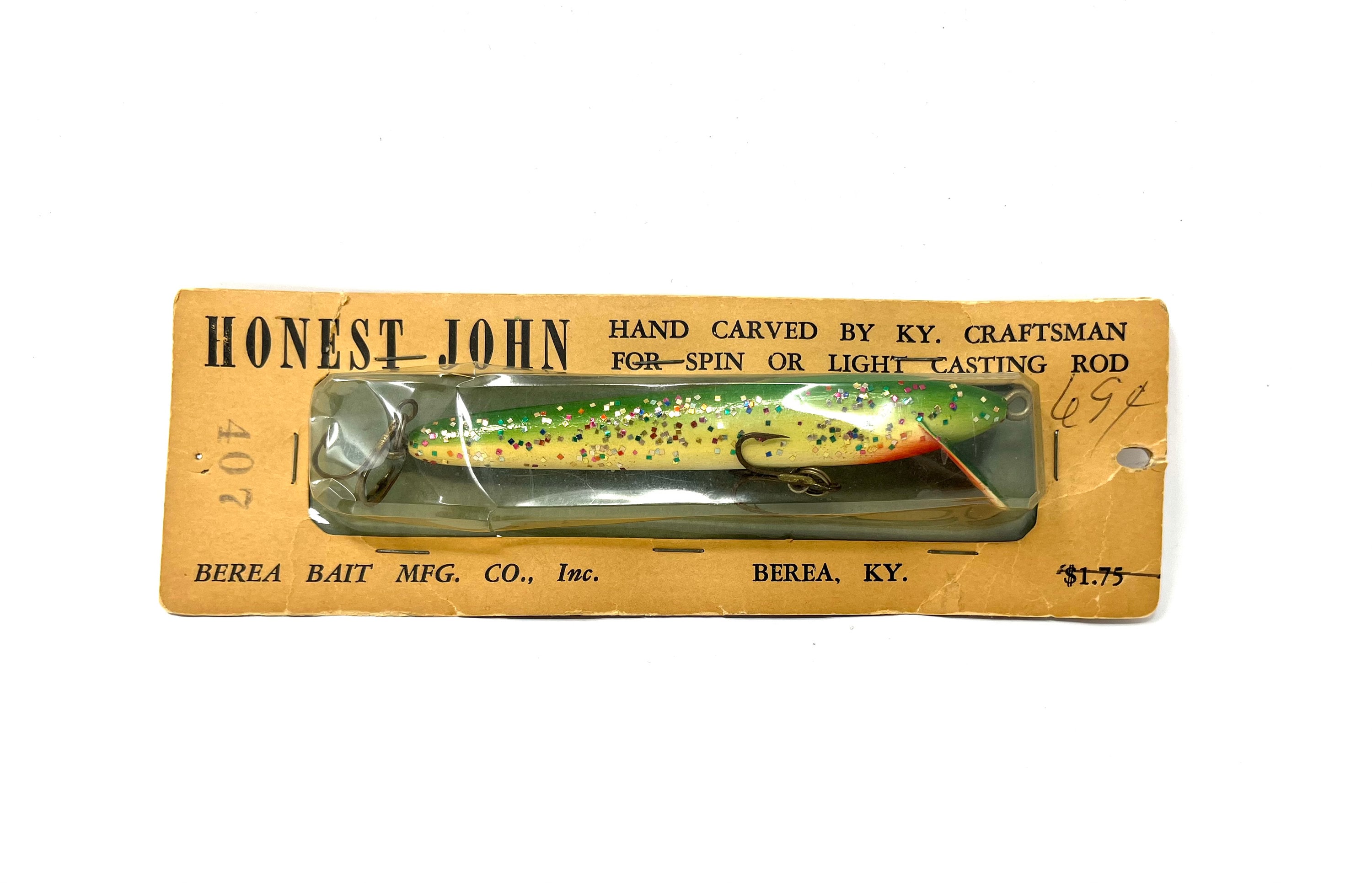 Berea Bait Co Honest John Scarce Misc Bait Hand Carved Wood on Card and  Vintage South Bend Fish Obite in Tough Black and White Fishing Lure -   Finland