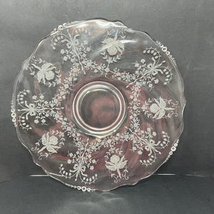 Heisey Orchid Etched Glass Sandwich or Torte Plate 14&quot;/ Antique Sandwich Tray Orchid by Heisey