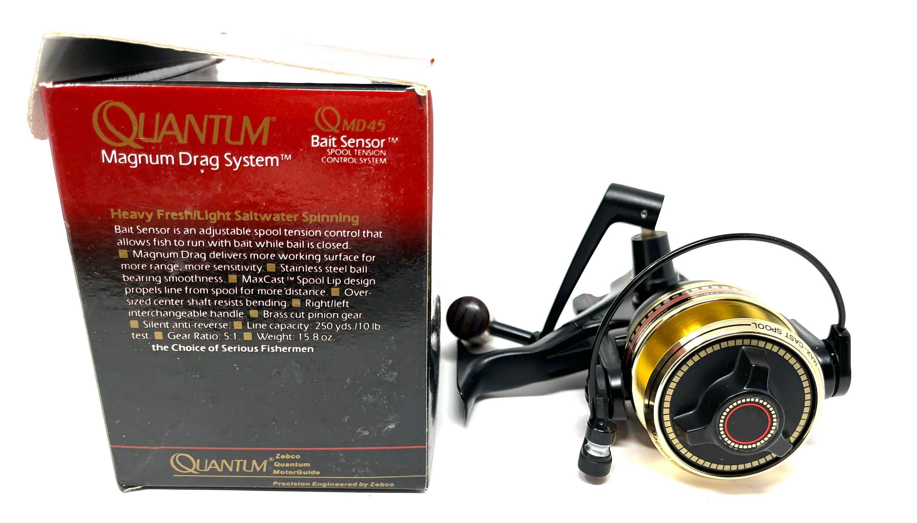 Vintage Quantum QMD45 Fishing Reel With Bait Sensor in Box With