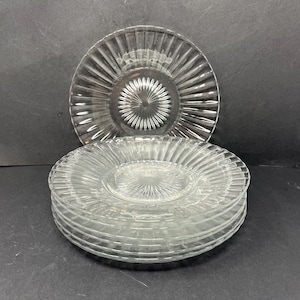 Vintage Heisey Ridge and Star Clear Glass Lunch Plates (8 3/8&quot;)