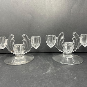 2 Art Deco Cande Holders Vintage 1940s / Antique Candlesticks Art Deco