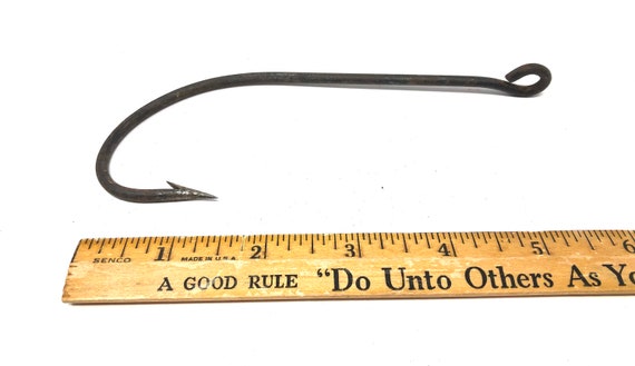 11 Vintage Game Fishing Hooks Including Large Shark or Tuna Hook