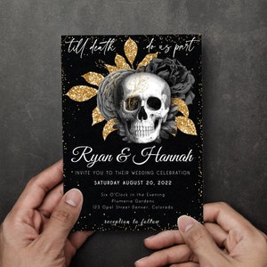 Gothic Skull Wedding Invitation: Dark Moody Template (Digital Download)