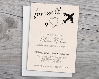 Farewell Party Invitation: Airplane Theme, Editable Template (Digital Download)