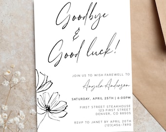 Goodbye and Good Luck Farewell Party Invitation Template, Farewell Going Away Party Invite, Edit, Digital Download, Print or send digitally