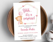 Pink Bear Surprise Baby Shower Party Invitation Template, Girl Surprise Baby Shower, Instant Download, Editable, Print or share digitally
