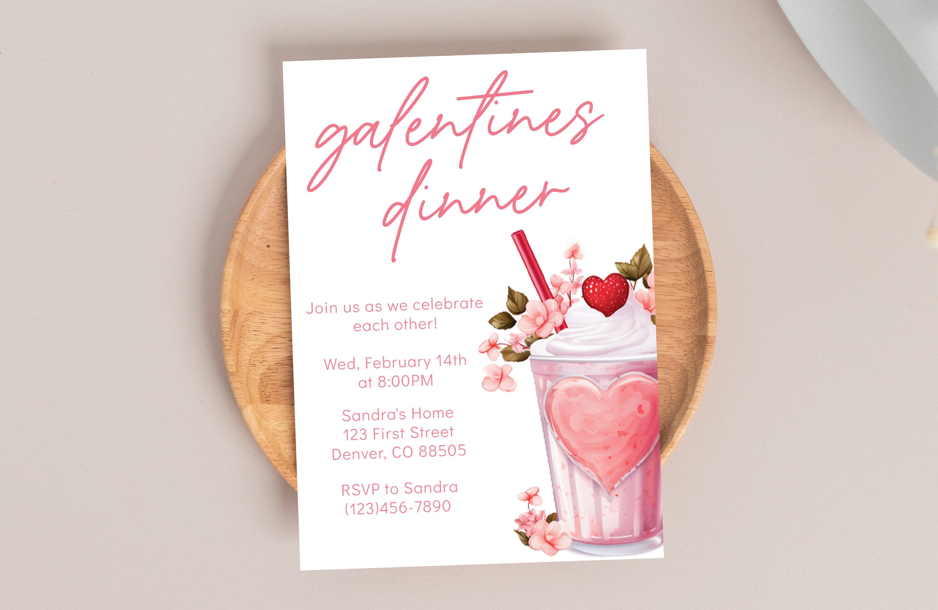 Galentines Dinner Party Invitation Template, Galentine's Lunch