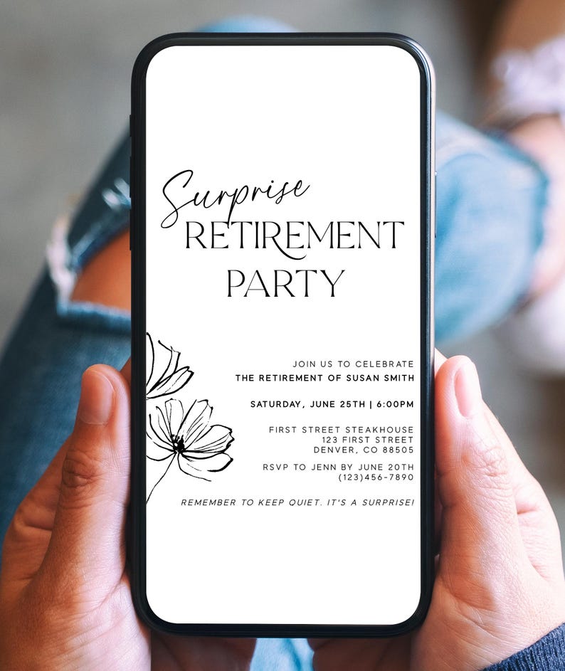Surprise Retirement Party Invitation Template, Minimal Surprise ...
