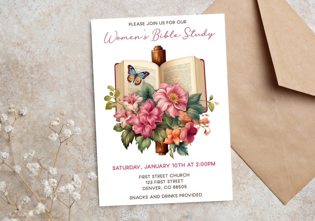 Women's Bible Study Invitation Template, Christian Book Club, Church Women's Bible Study Invitation Template, Christian Book Club, Church