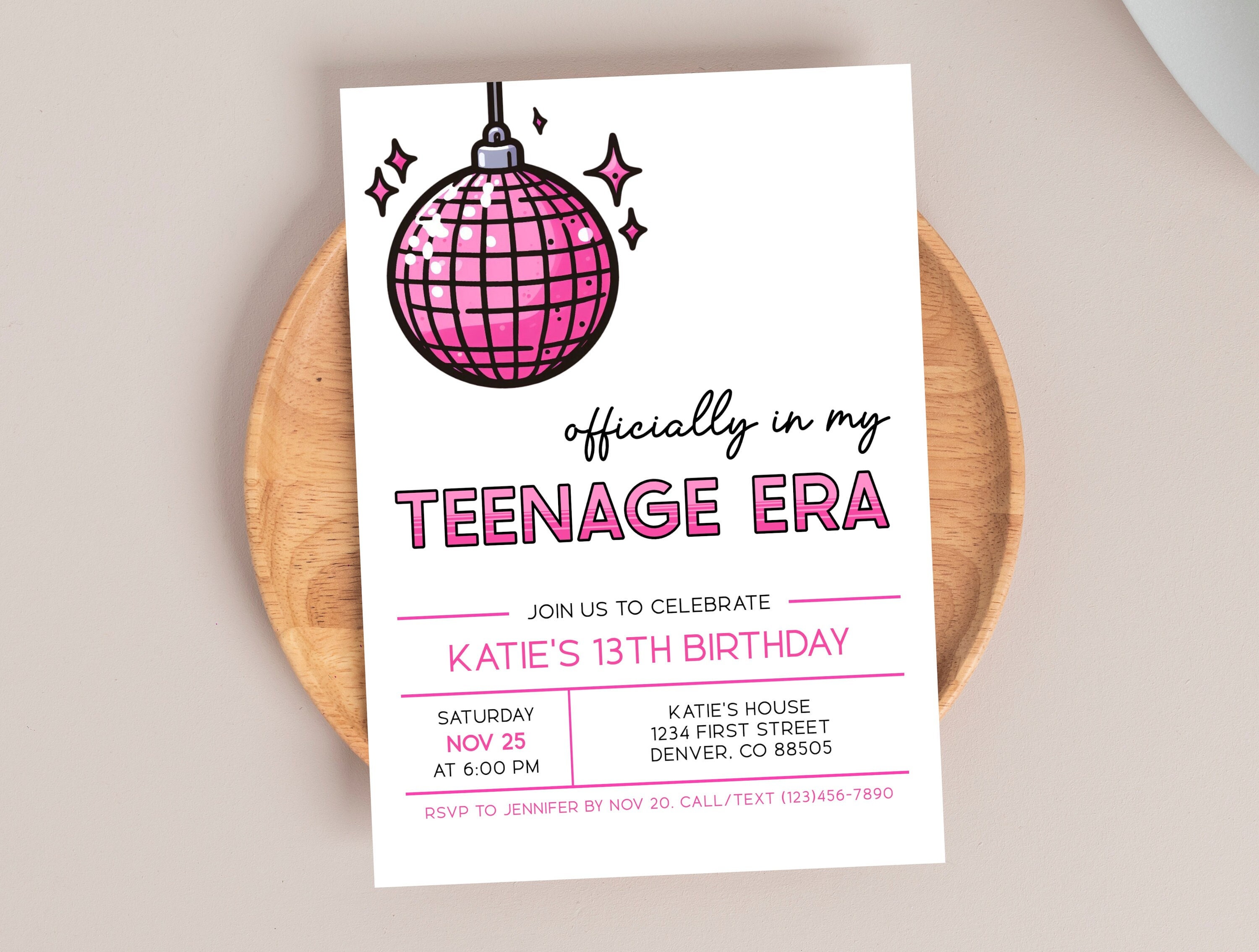 13. Geburtstag Banner „In My Official Teenager Era“ – Glitzer Hot Pink – Für Teenager Geburtstagsdeko – Wiederverwendbar