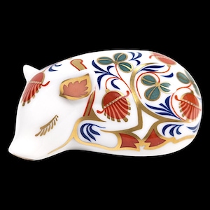 Royal Crown Derby Sleeping Piglet Paperweight Porcelain Figurine