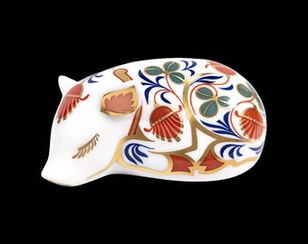 Royal Crown Derby Sleeping Piglet Paperweight Porcelain Figurine