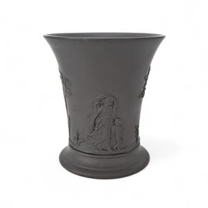 Vintage Wedgwood Handcrafted Black Basalt Vase &#39;62