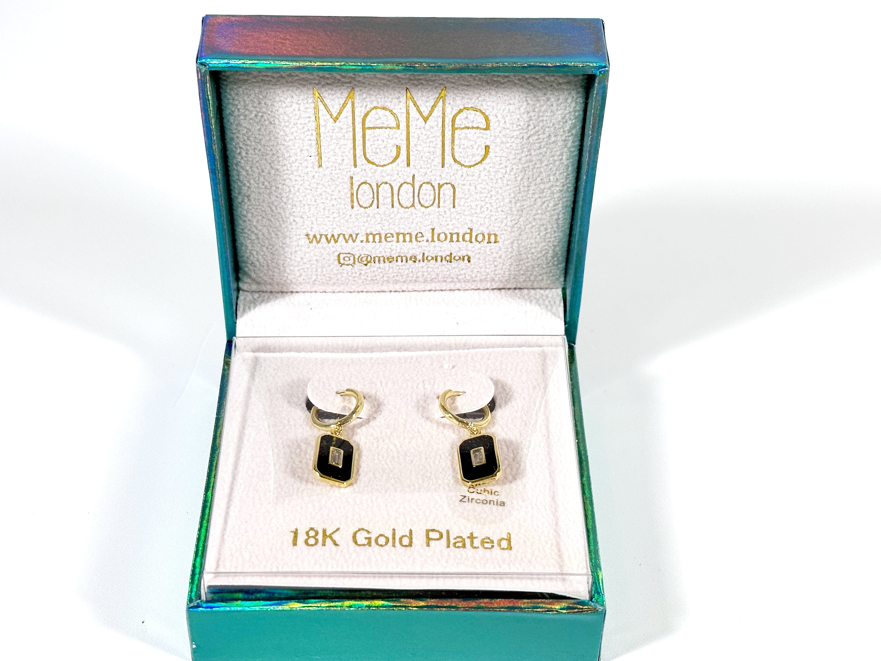 MEME London 18K Gold Plated Earrings cubic Zirconia new Etsy