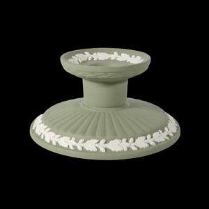 WEDGWOOD Jasperware Handcrafted Sage Green Candlestick Holder &#39;74