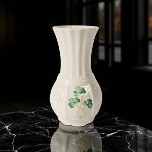 Vintage Irish BELLEEK Shamrock Porcelain Vase