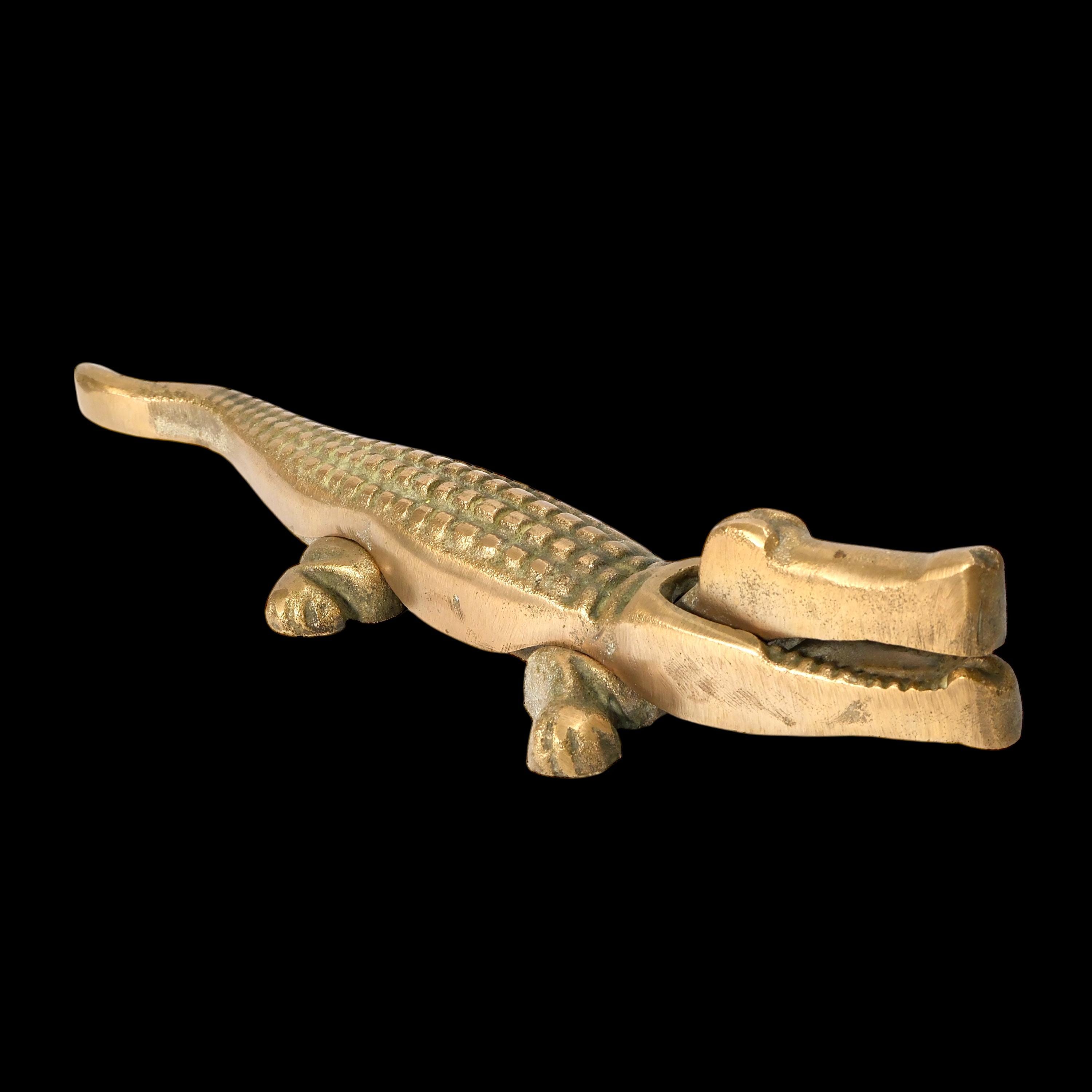 34 Cm Vintage Solid Brass Alligator / Crocodile Nutcracker / 2.1