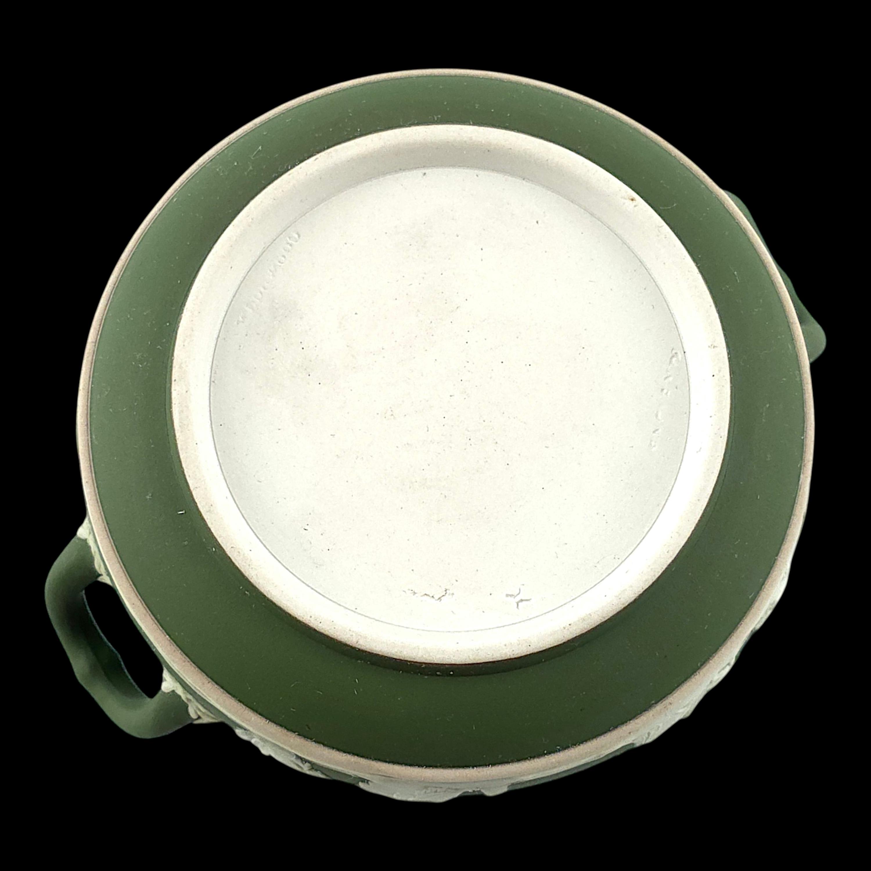 WEDGWOOD Jasperware Handcrafted Sage Green Sugar Pot / Jar