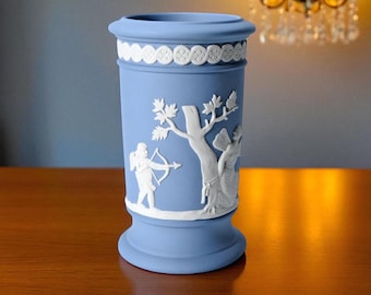 WEDGWOOD Jasperware Hand Crafted Pale Blue Vase &#39;97