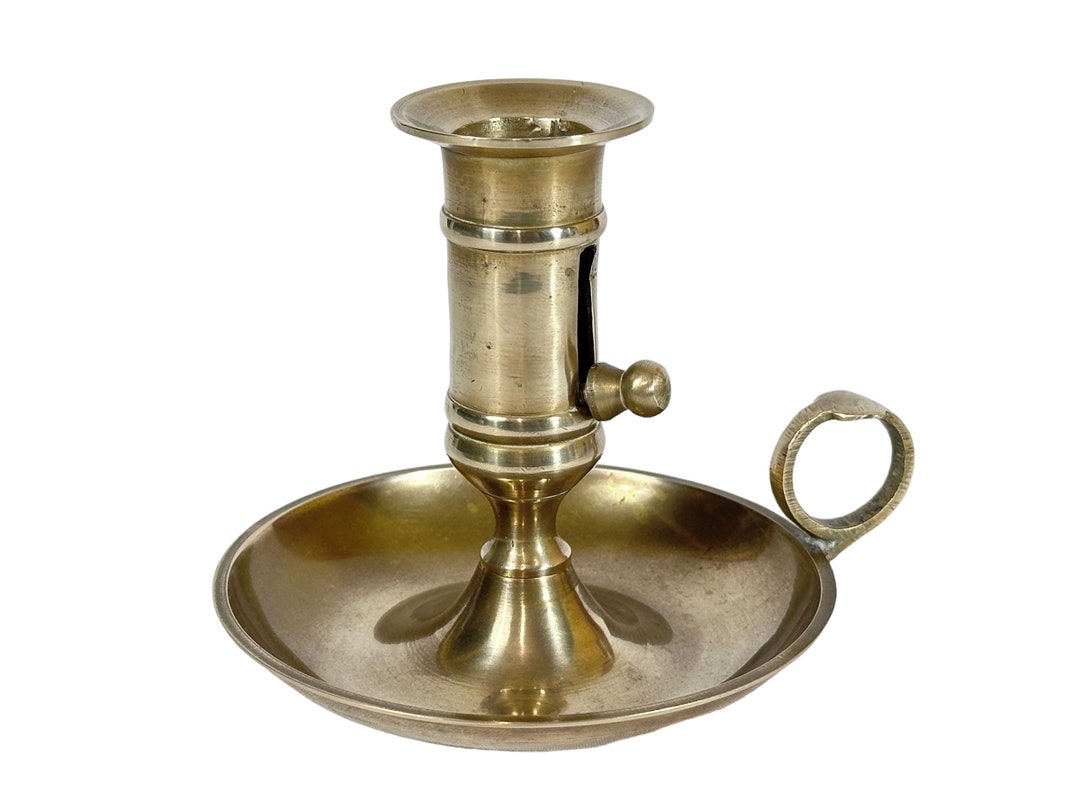 Vintage Brass Chamber Candlestick Holder With Pusher Etsy