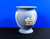 Vintage WEDGWOOD Jasperware Pale Blue White Vase , 1962