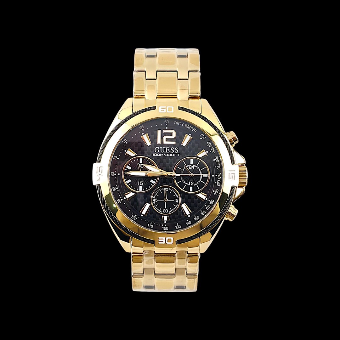 GUESS Black & Gold Tone Surge Chronograph Unisex Watch - Etsy