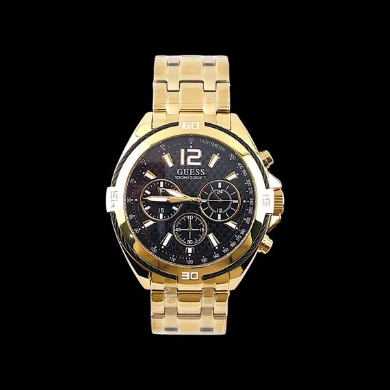 GUESS Black & Gold Tone Surge Chronograph Unisex Watch - Etsy
