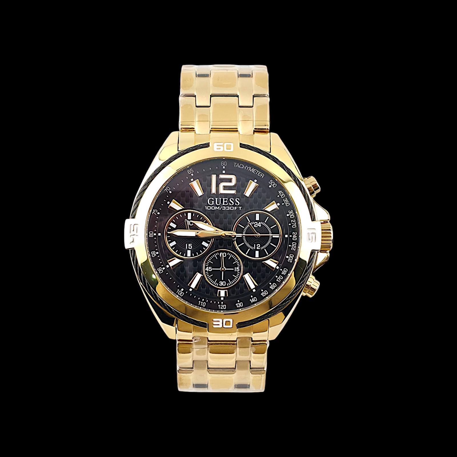 GUESS Black & Gold Tone Surge Chronograph Unisex Watch - Etsy