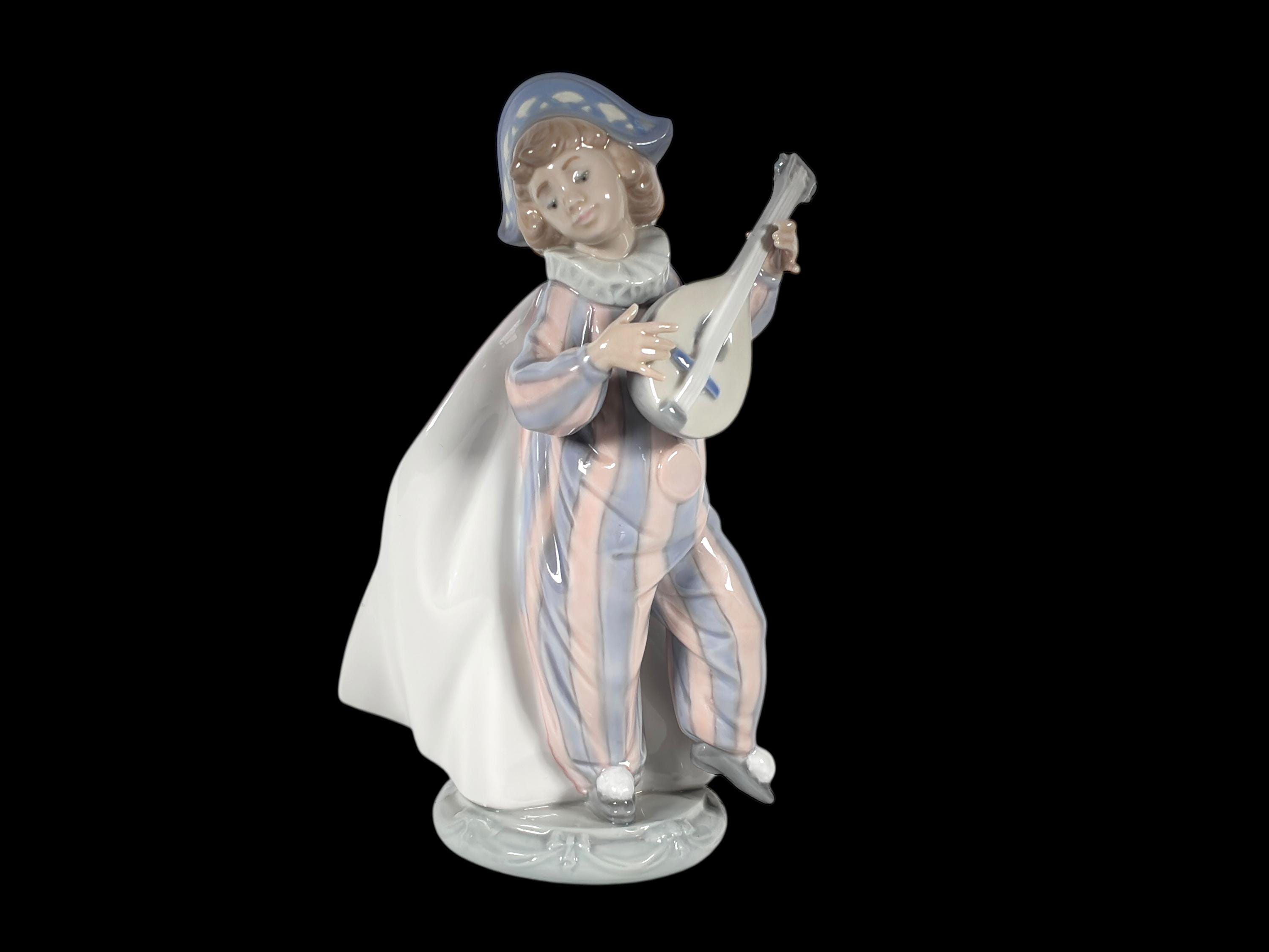 【美品】LLADRO ピエロ　バイオリン　少年 LLADRO Porcelain Figurine of A Boy With Mandolin ' Harlequin With
