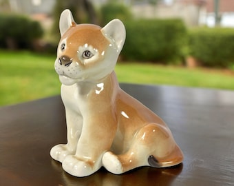 Vintage USSR Lomonosov Porcelain Cheetah Cub Figurine