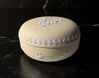 Wedgwood Jasperware Handcrafted Primrose Yellow Box Featuring Prunus