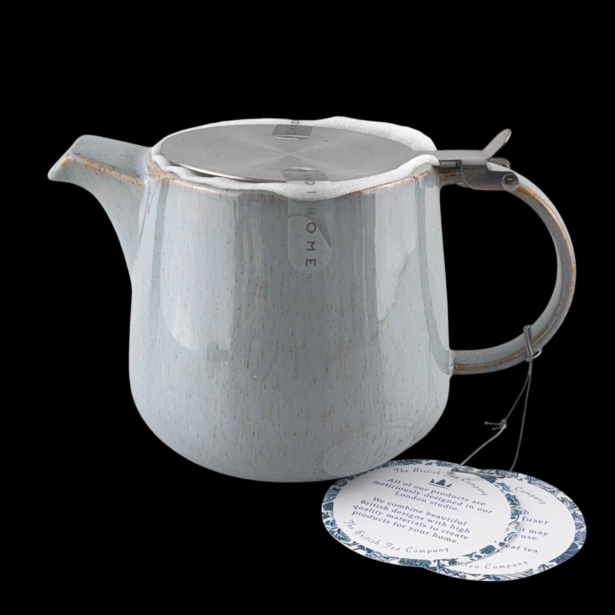 Neu SCANDI HOME London Reaktivglasur-Teekanne mit Infuser / Maschenfilter / 1 L ./