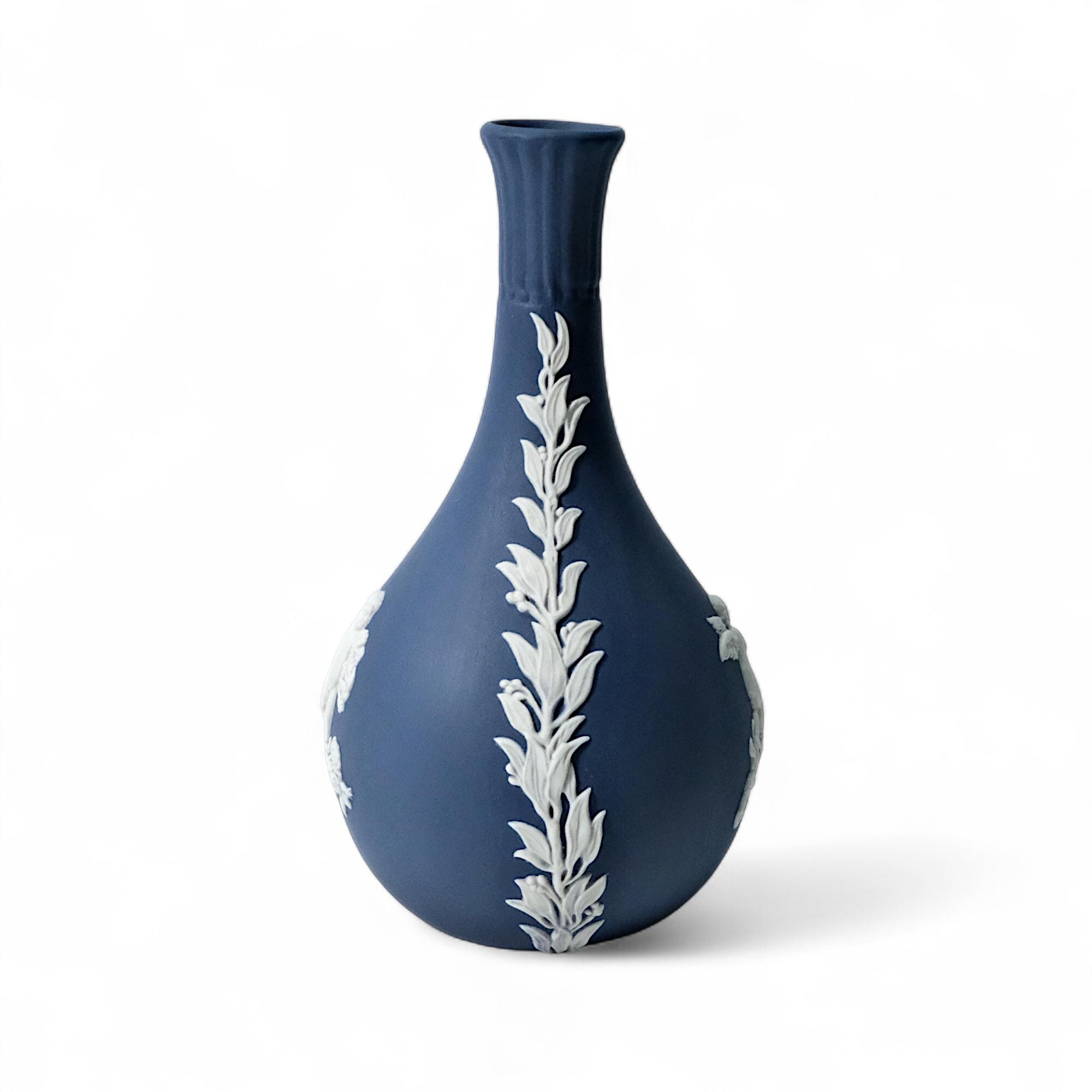 アンティーク◇ウェッジウッド ジャスパー ポートランドの壺☆ブルー