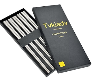 Brand New Chinese Stainless Steel 5 Pairs Chopsticks Set