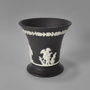 WEDGWOOD Jasperware Handcrafted Black Vase