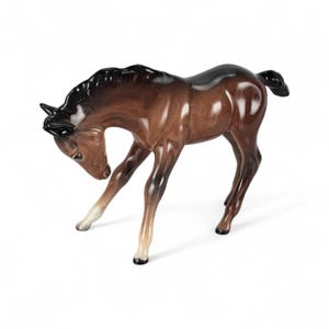 Vintage Beswick Brown Gloss Foal / Horse Porcelain Figurine Made in England