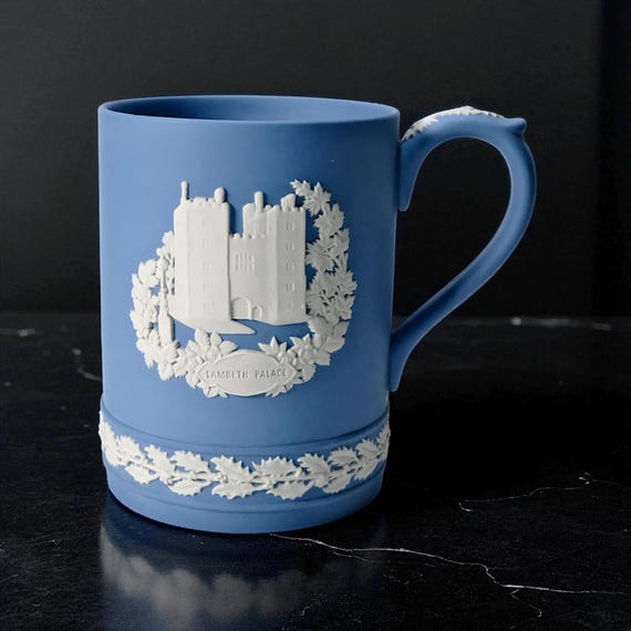 WEDGWOOD Jasperware Handcrafted Pale Blue Tankard / Mug , LAMBETH