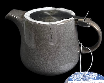 The British Tea Company London Reactive Glaze Grey theepot met zetgroep, 600 ml