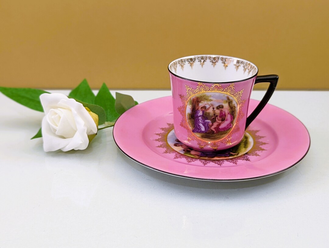 Vintage ANGELICA KAUFFMAN Pink Tea Cup With Plate Etsy
