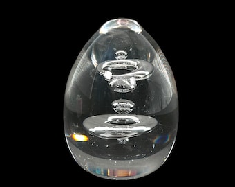 ヴィンテージ　ガラス　卵形　ペーパーウェイト　インテリア ヴィンテージ クリア バブル 卵型ガラス ペーパーウェイト 6 インチ