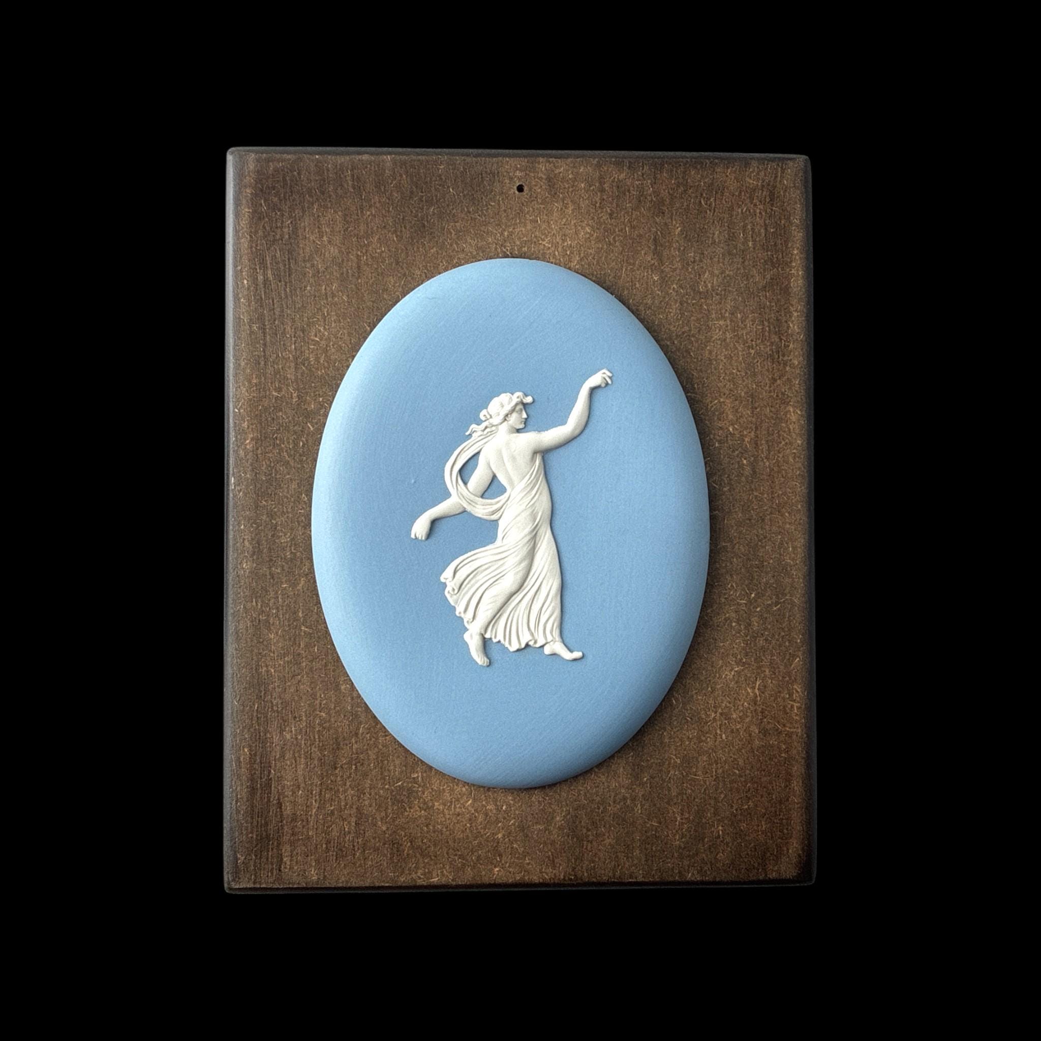 A Framed Wedgwood Pale Blue Jasperware Plaque Featuring a Dancing