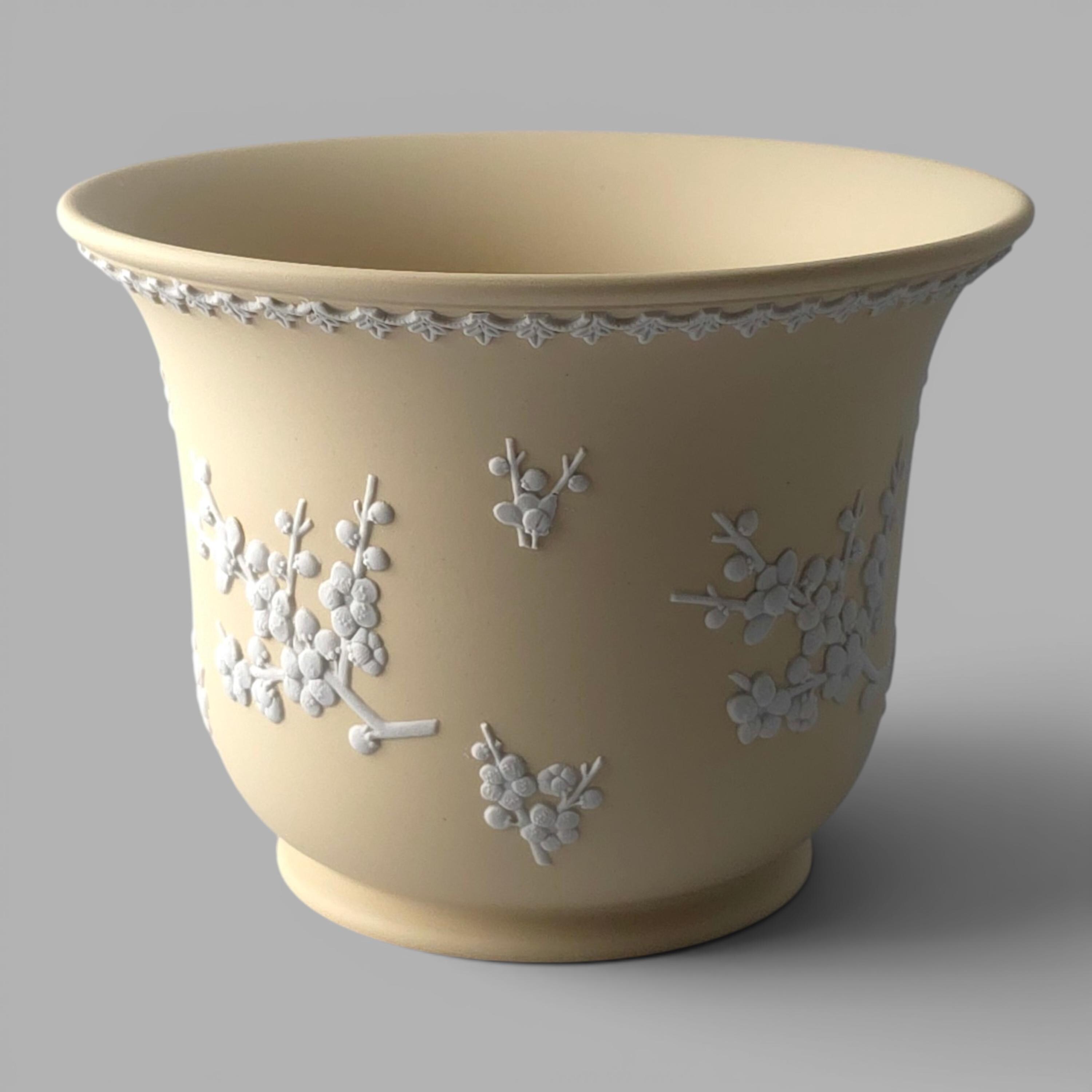 WEDGWOOD Jasperware Handcrafted Primrose Yellow Jardiniere Planter
