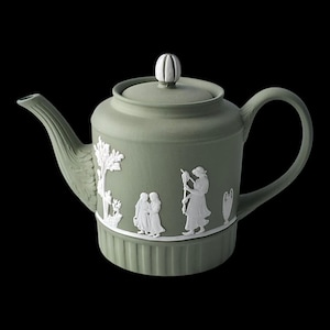 小物入れ 1969  Jasperware Sugar Pot Mint WEDGWOOD Jasperware Handcrafted Sage Green Small One Cup Tea Pot