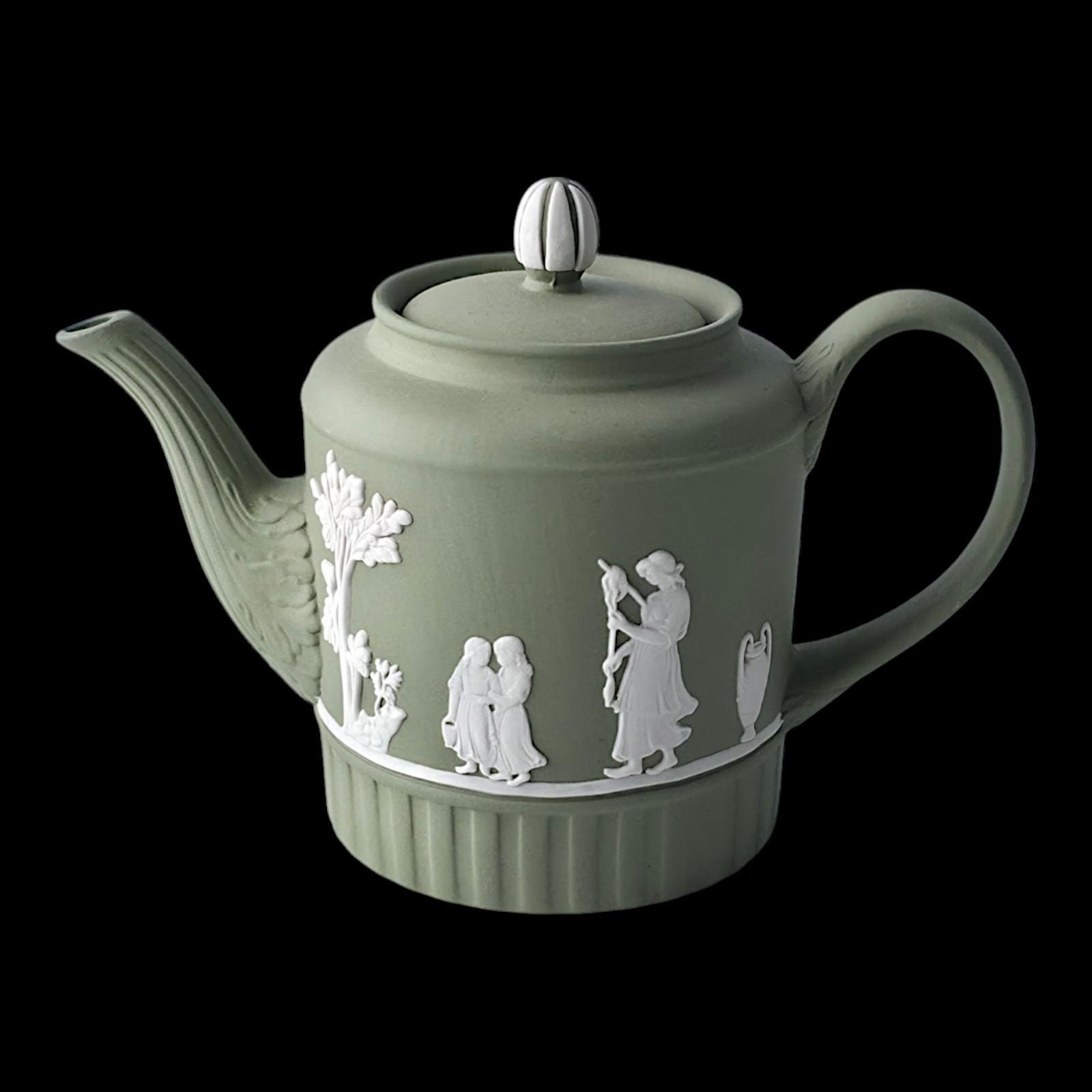 WEDGWOOD Jasperware Handcrafted Sage Green Small One Cup Tea Pot
